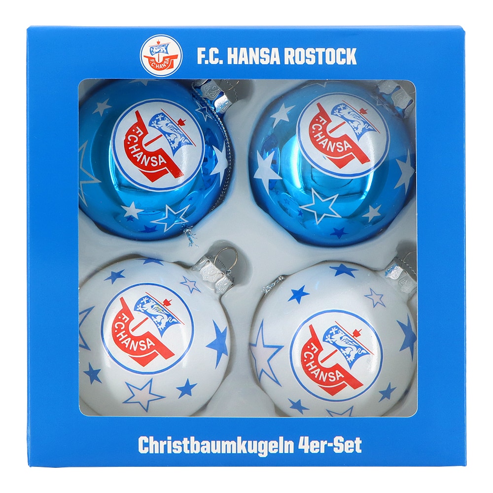 Weihnachtskugeln 4er-Set weiß-blau