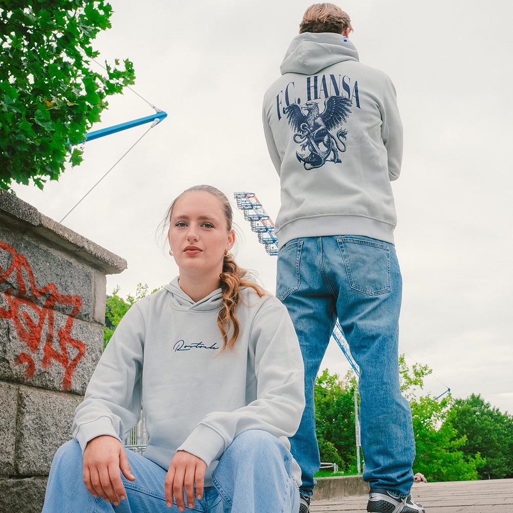 Premium-Hoodie Anker Greif hellgrau