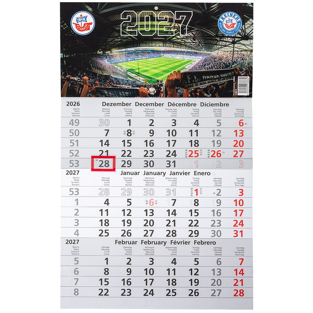 F.C. Hansa 3-Monats-Kalender 2027