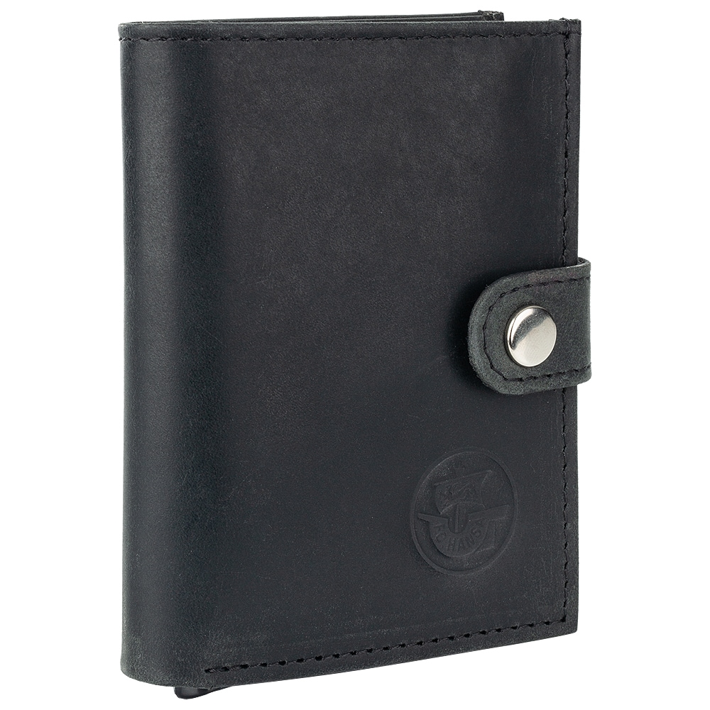 Flip-Wallet Leder schwarz