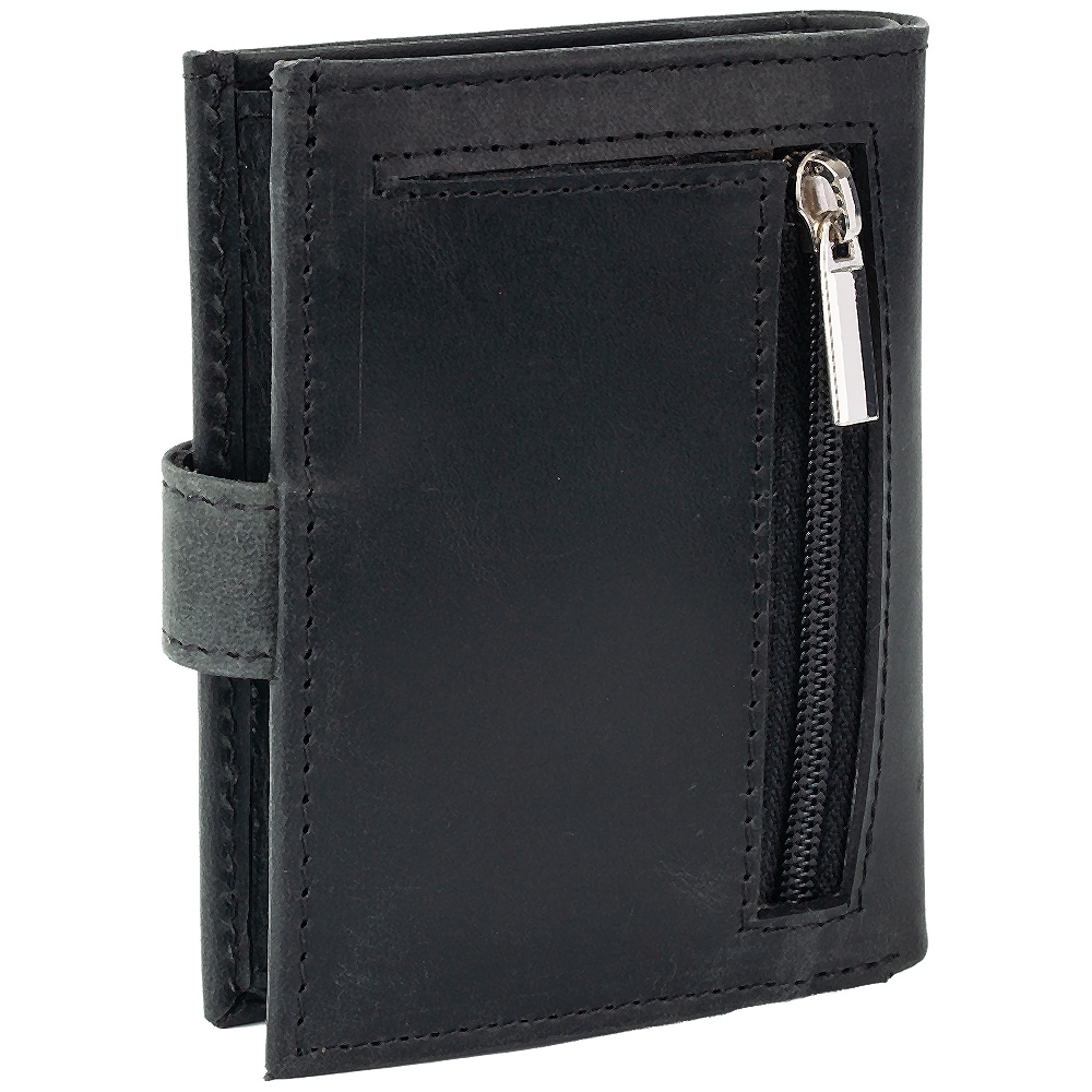 Flip-Wallet Leder schwarz