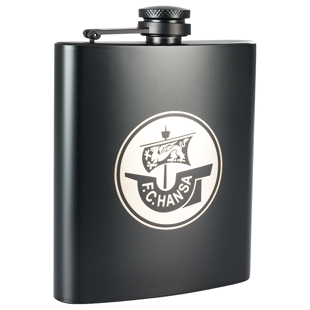 Edelstahl-Flachmann F.C. Hansa schwarz