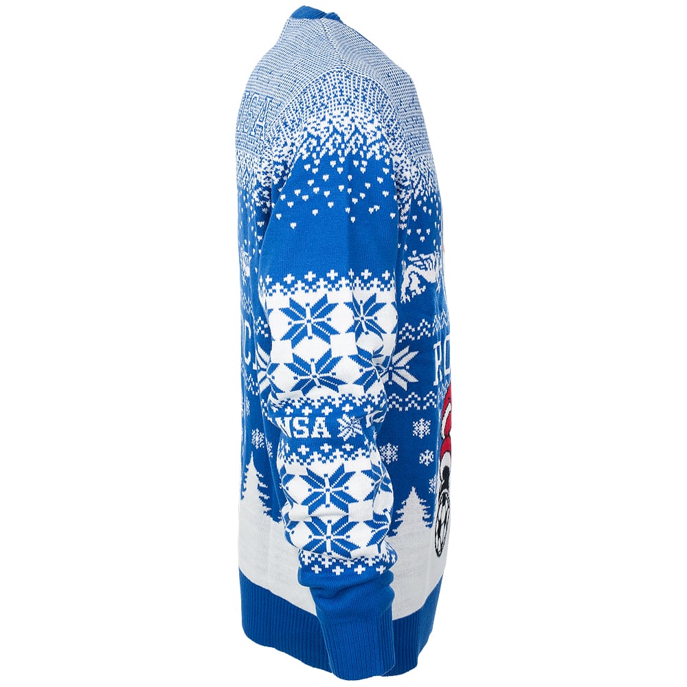 Weihnachts-Pullover Santa Rostock blau-weiß