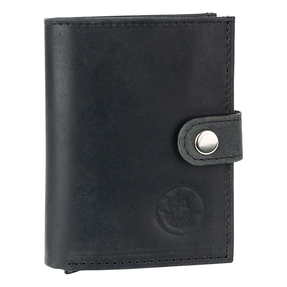 Flip-Wallet Leder schwarz