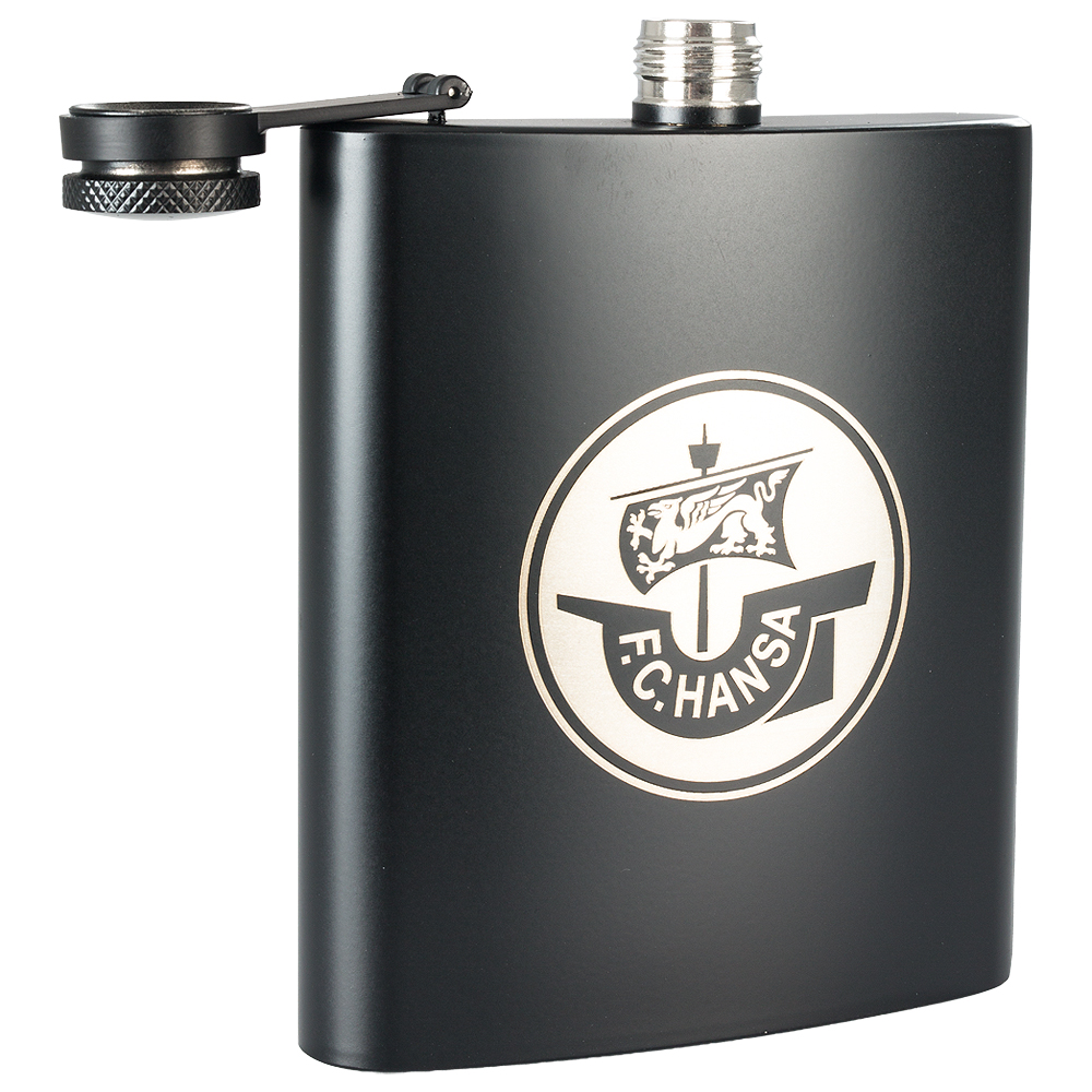 Edelstahl-Flachmann F.C. Hansa schwarz