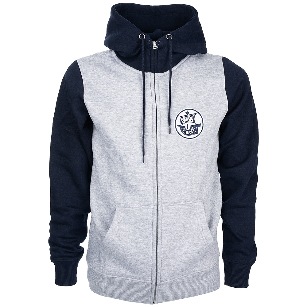 Prem. Kapuzen-Sweatjacke Rostock 1965 grau-navy