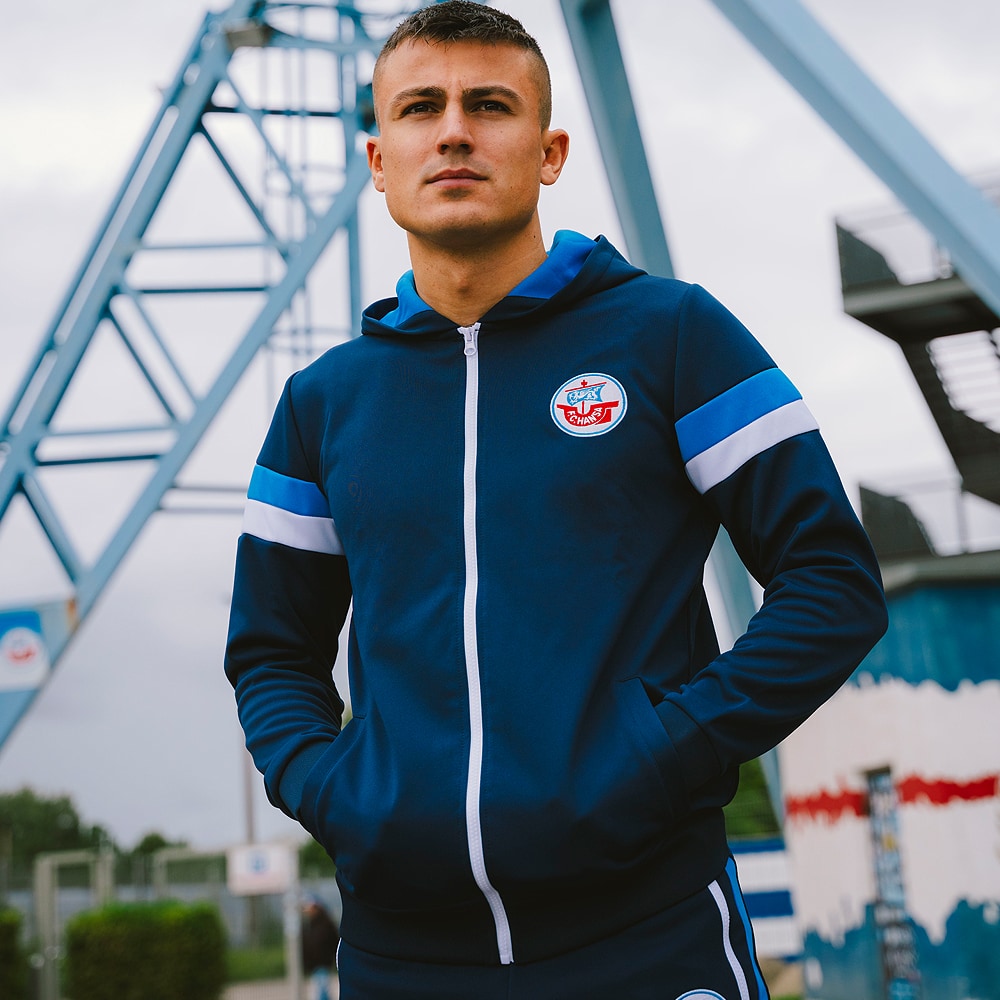 Premium-Retro-Trainingsjacke blau-weiß