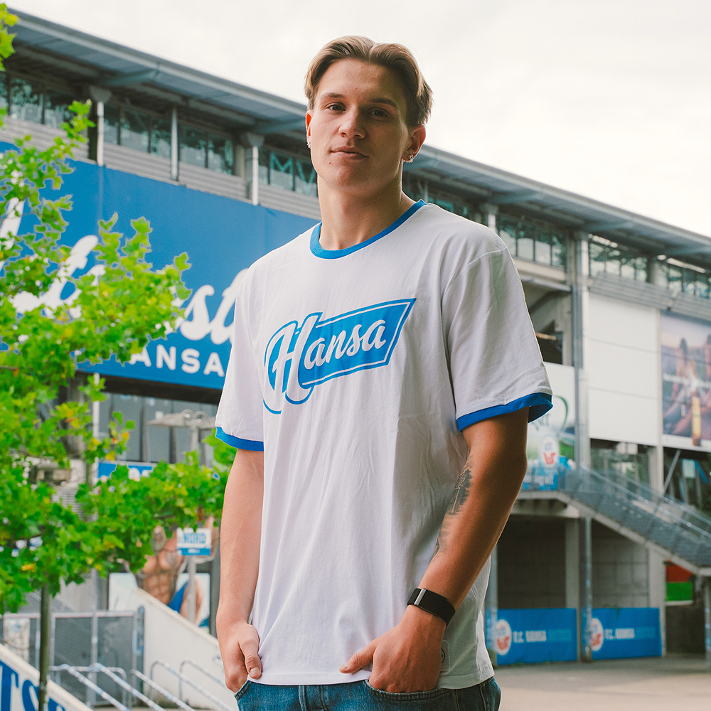 Premium-Ringer-Shirt Hansa historisch weiß