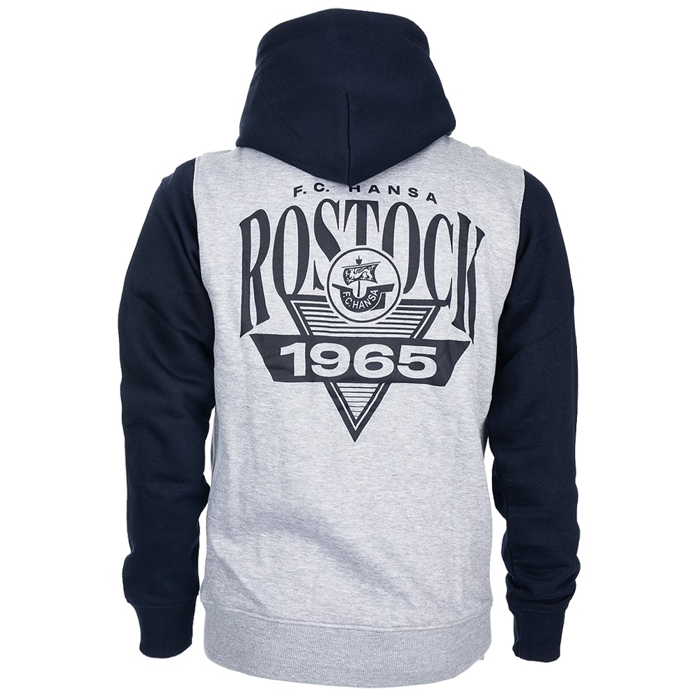 Prem. Kapuzen-Sweatjacke Rostock 1965 grau-navy